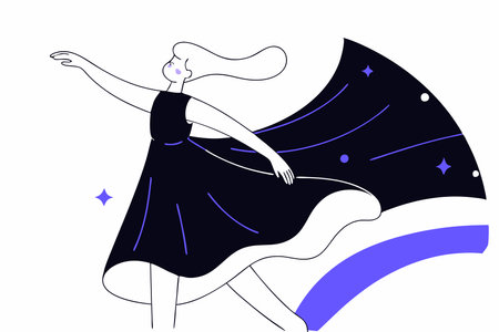 Dancing girl illustration on whiteのイラスト素材