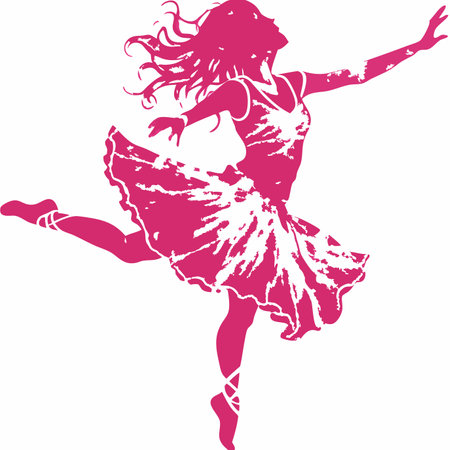 Dancing girl vector art on white backgroundのイラスト素材