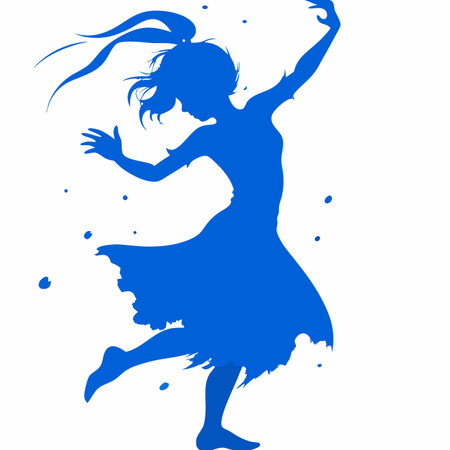 Dancing girl vector art on white backgroundのイラスト素材
