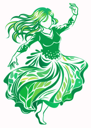 Dancing girl vector art on white backgroundのイラスト素材