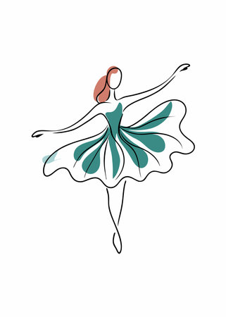 Dancing girl watercolor on white backgroundのイラスト素材