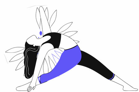 Yoga girl illustration on white backgroundのイラスト素材