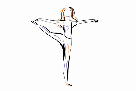 Yoga girl watercolor on white backgroundのイラスト素材