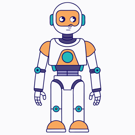AI powered humanoid robot on white backgroundのイラスト素材