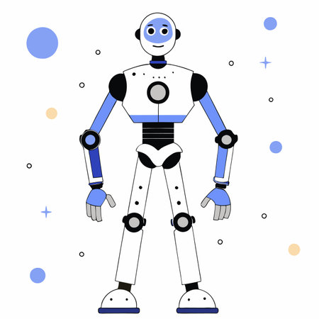 AI powered humanoid robot on white backgroundのイラスト素材