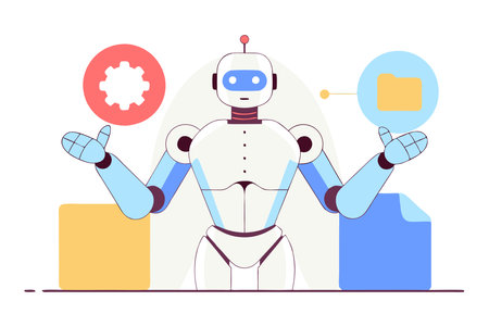 AI powered humanoid robot on white backgroundのイラスト素材