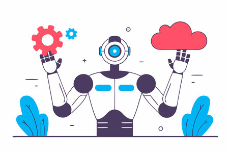 AI powered humanoid robot on white backgroundのイラスト素材