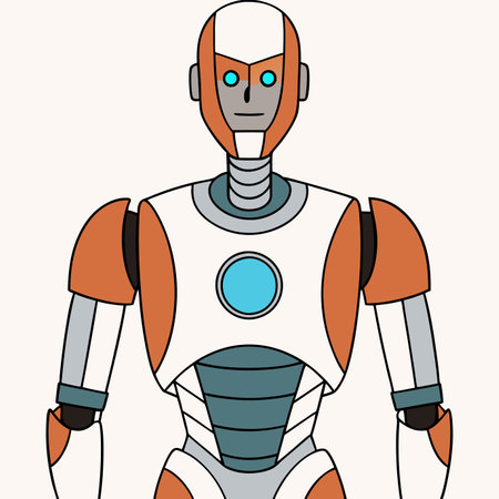 AI powered humanoid robot on white backgroundのイラスト素材