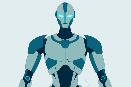 AI powered humanoid robot on white backgroundのイラスト素材