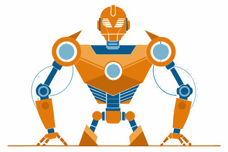 AI powered humanoid robot on white backgroundのイラスト素材