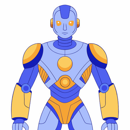 AI powered humanoid robot on white backgroundのイラスト素材