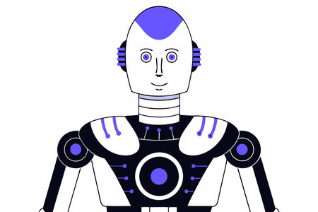 AI powered humanoid robot on white backgroundのイラスト素材