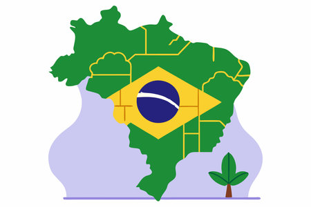 Brazil map on white backgroundのイラスト素材
