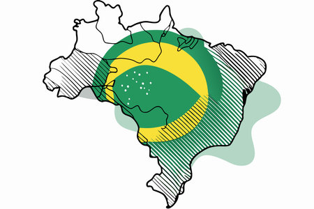 Minimalist Brazil map on white backgroundのイラスト素材