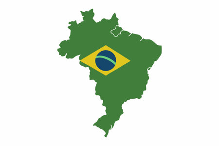Minimalist Brazil map on white backgroundのイラスト素材