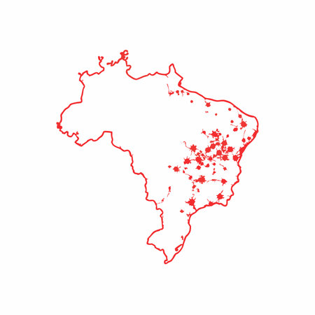 Minimalist Brazil map on white backgroundのイラスト素材