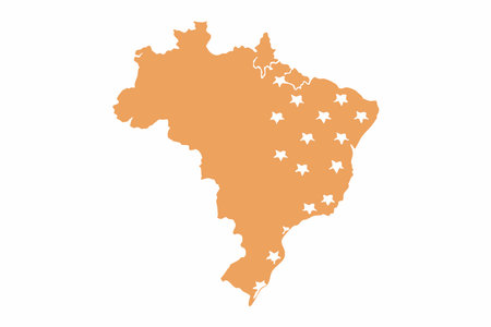 Minimalist Brazil map on white backgroundのイラスト素材