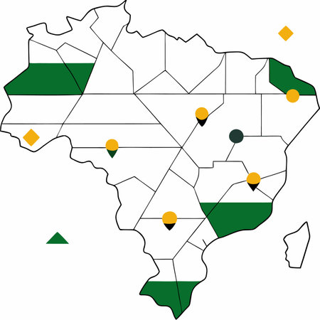 Minimalist Brazil map on white backgroundのイラスト素材