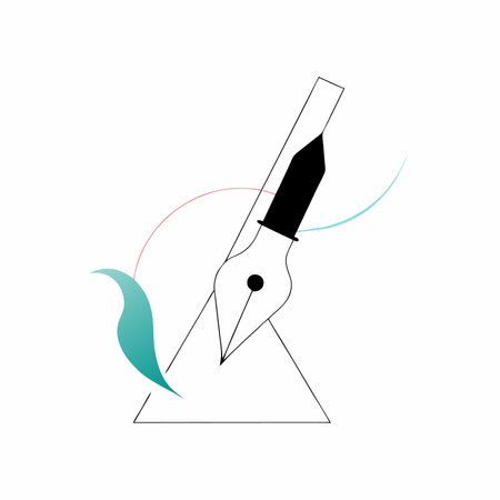 Minimalist pen logo on white backgroundのイラスト素材