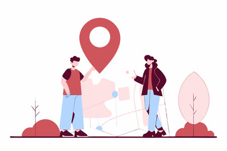 Minimalist location illustration on white backgroundのイラスト素材