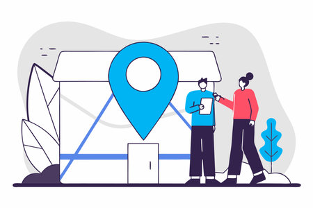 Minimalist location illustration on white backgroundのイラスト素材