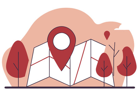 Minimalist location illustration on white backgroundのイラスト素材