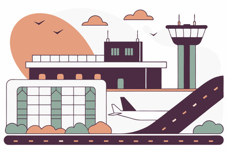 Airport illustration vector on white backgroundのイラスト素材