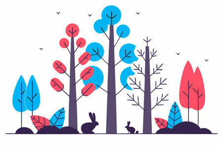 Forest illustration vector on white backgroundのイラスト素材