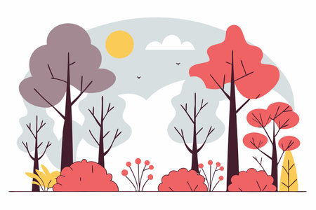 Forest illustration vector on white backgroundのイラスト素材