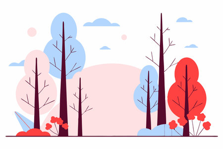 Forest illustration vector on white backgroundのイラスト素材