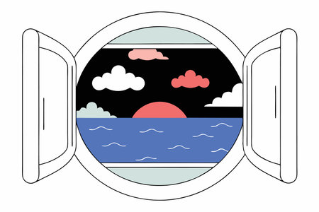 Sunset illustration vector on white backgroundのイラスト素材