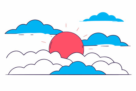 Sunset illustration vector on white backgroundのイラスト素材