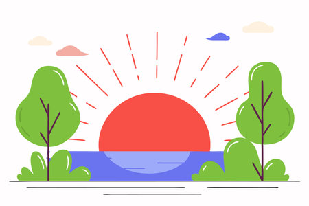 Sunrise illustration vector on white backgroundのイラスト素材