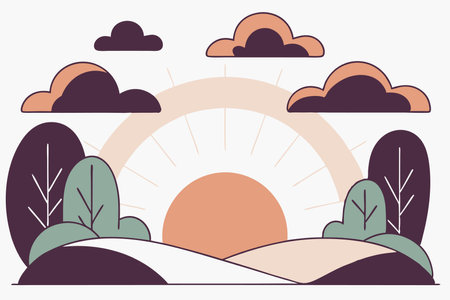Sunrise illustration vector on white backgroundのイラスト素材