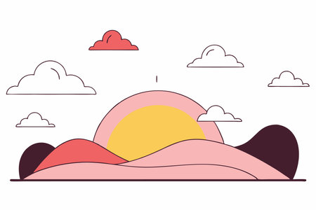 Sunset illustration vector on white backgroundのイラスト素材