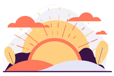 Sunrise illustration vector on white backgroundのイラスト素材