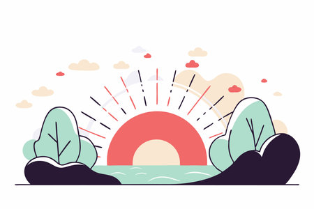Sunrise illustration vector on white backgroundのイラスト素材