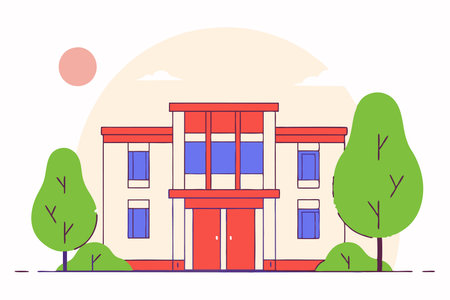Building illustration vector on white backgroundのイラスト素材
