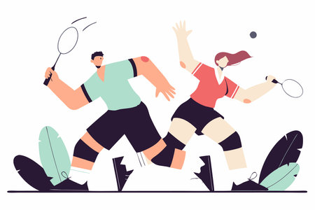 Badminton athletes concept illustration vector on white backgroundのイラスト素材