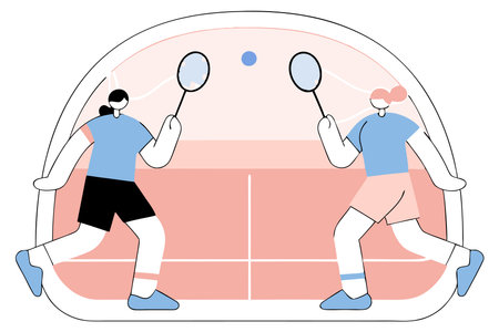 Badminton athletes concept illustration vector on white backgroundのイラスト素材