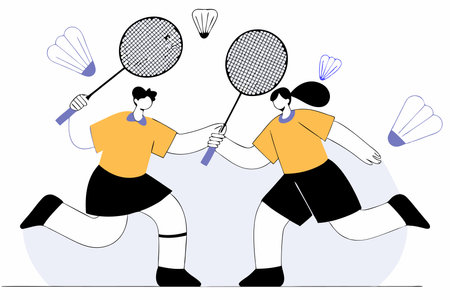 Badminton athletes concept illustration vector on white backgroundのイラスト素材
