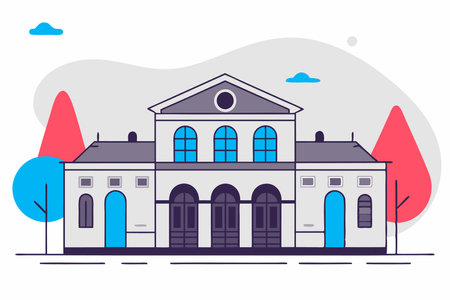 Building illustration vector on white backgroundのイラスト素材