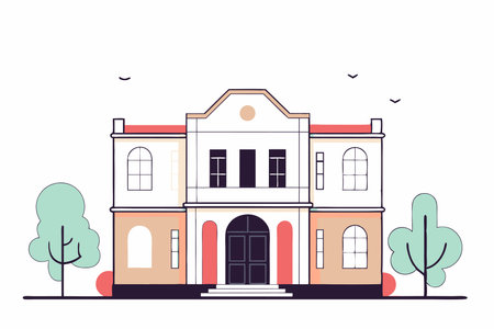 Building illustration vector on white backgroundのイラスト素材