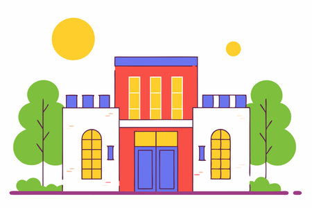 Building illustration vector on white backgroundのイラスト素材