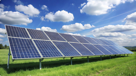 Realistic Solar photovoltaic panelsの写真素材