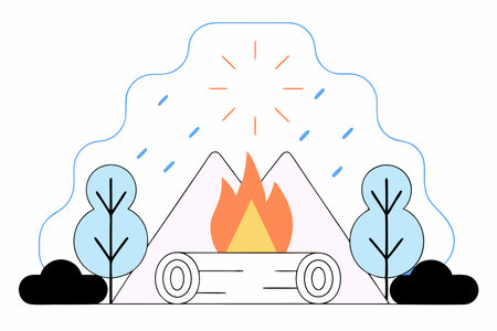 Campfire concept illustration vector on white backgroundのイラスト素材