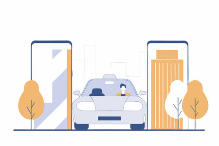 City driver concept illustration vector on white backgroundのイラスト素材