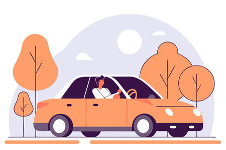 City driver concept illustration vector on white backgroundのイラスト素材