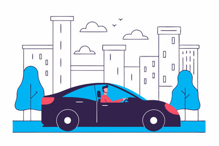 City driver concept illustration vector on white backgroundのイラスト素材