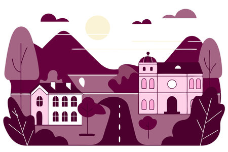 Travel illustration vector on white backgroundのイラスト素材